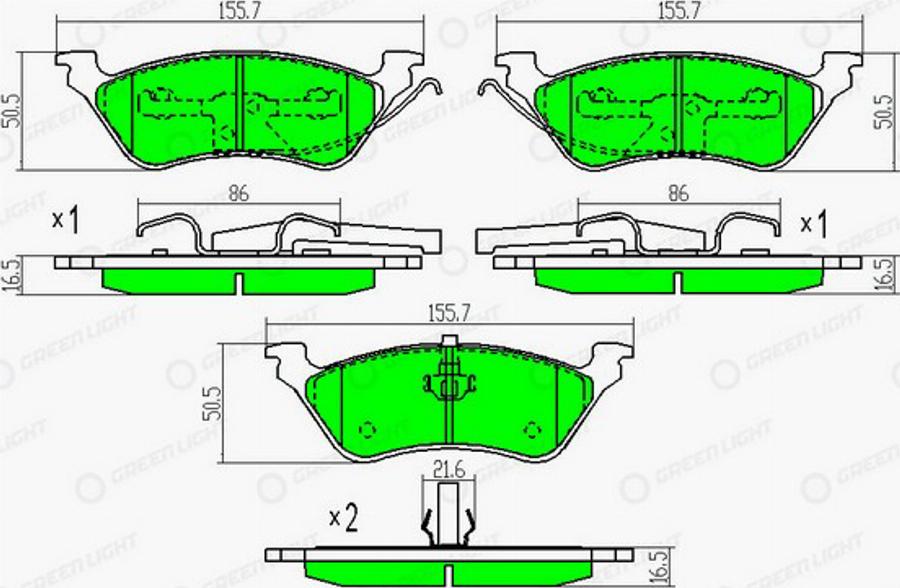 Green Light GLBP0345 - Kit de plaquettes de frein, frein à disque cwaw.fr