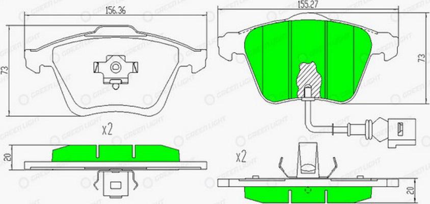 Green Light GLBP0343 - Kit de plaquettes de frein, frein à disque cwaw.fr