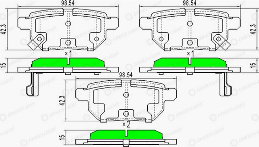 Green Light GLBP0330 - Kit de plaquettes de frein, frein à disque cwaw.fr