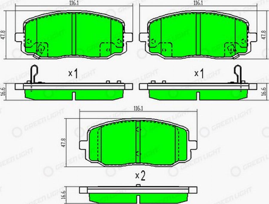 Green Light GLBP0338 - Kit de plaquettes de frein, frein à disque cwaw.fr