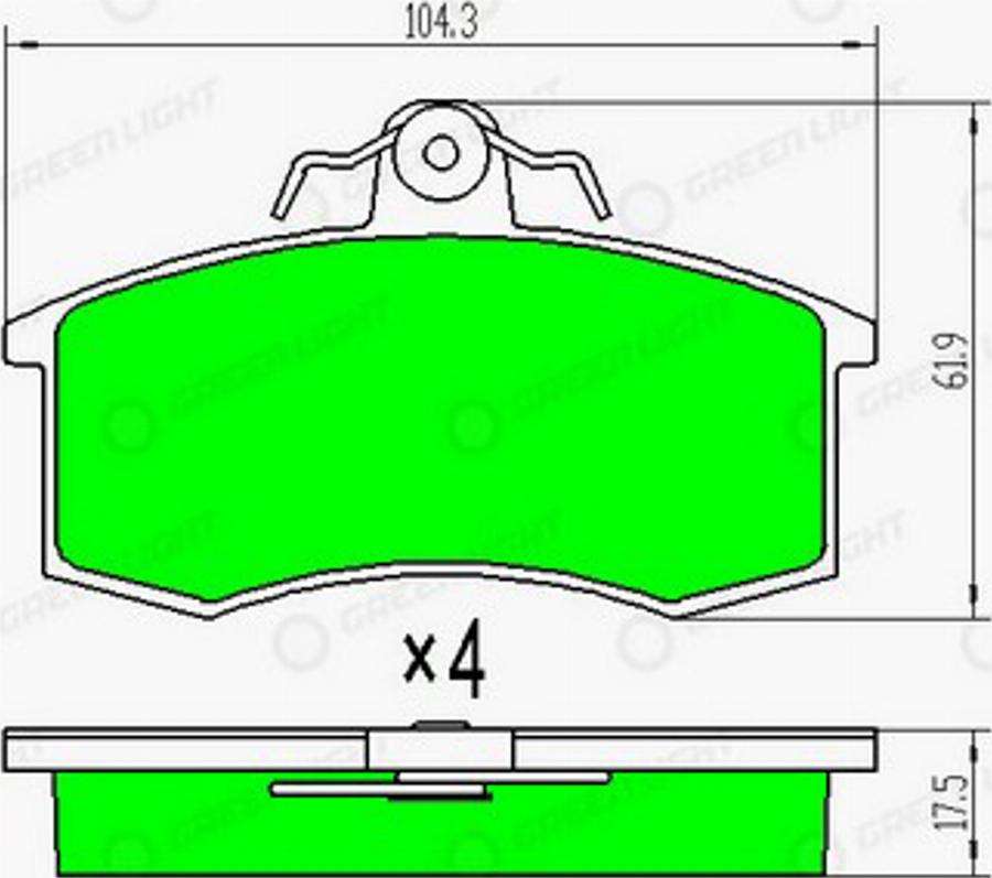 Green Light GLBP0370 - Kit de plaquettes de frein, frein à disque cwaw.fr