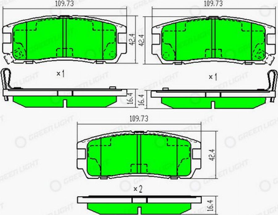 Green Light GLBP0214 - Kit de plaquettes de frein, frein à disque cwaw.fr