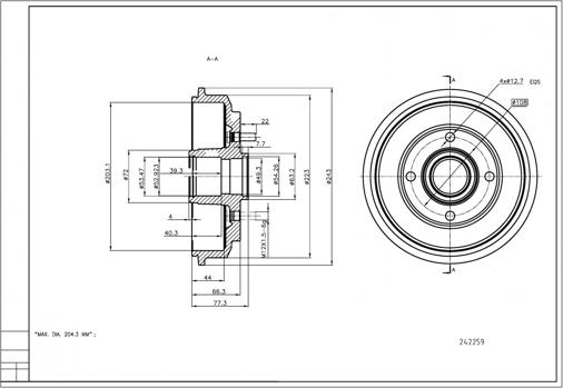 Hart 242 259 - Tambour de frein cwaw.fr