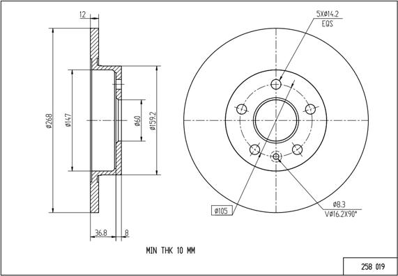 Hart 258 019 - Disque de frein cwaw.fr