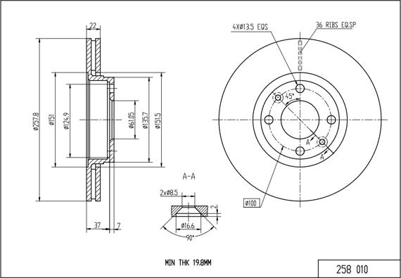 Hart 258 010 - Disque de frein cwaw.fr