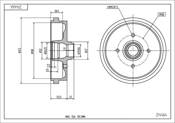 Hart 214 464 - Tambour de frein cwaw.fr