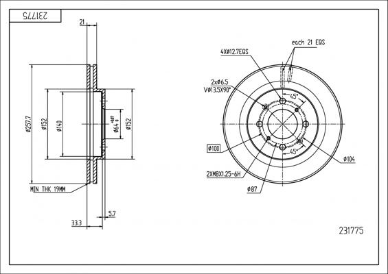 Hart 231 775 - Disque de frein cwaw.fr