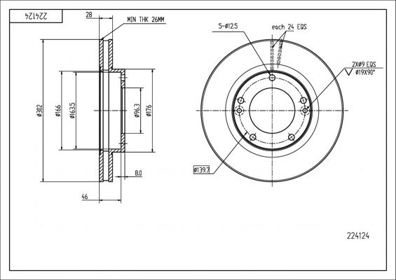 Hart 224 124 - Disque de frein cwaw.fr