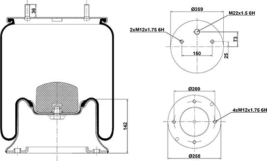 HD 020.4022.C03 - Ressort pneumatique, suspension pneumatique cwaw.fr