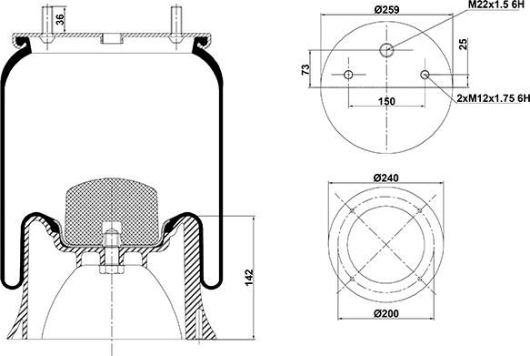 HD 020.4022.CP03 - Ressort pneumatique, suspension pneumatique cwaw.fr