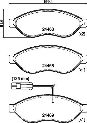 HELLA 8DB 355 044-451 - Kit de plaquettes de frein, frein à disque cwaw.fr