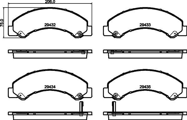 HELLA 8DB 355 040-441 - Kit de plaquettes de frein, frein à disque cwaw.fr