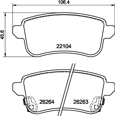 HELLA 8DB 355 040-811 - Kit de plaquettes de frein, frein à disque cwaw.fr