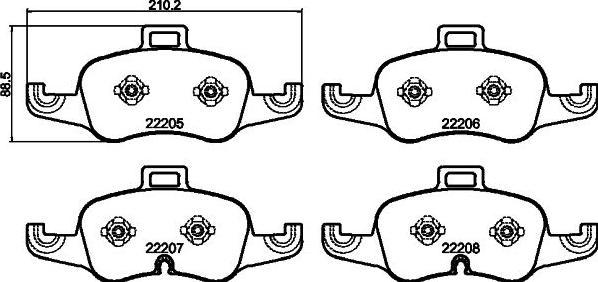 HELLA 8DB 355 040-381 - Kit de plaquettes de frein, frein à disque cwaw.fr