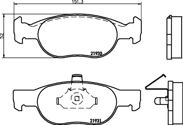 HELLA 8DB 355 009-231 - Kit de plaquettes de frein, frein à disque cwaw.fr