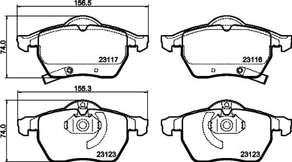 HELLA 8DB 355 008-141 - Kit de plaquettes de frein, frein à disque cwaw.fr