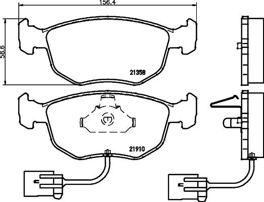 HELLA 8DB 355 007-991 - Kit de plaquettes de frein, frein à disque cwaw.fr