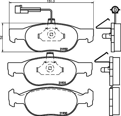 HELLA 8DB 355 007-921 - Kit de plaquettes de frein, frein à disque cwaw.fr