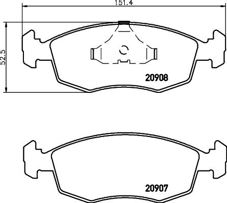 HELLA 8DB 355 007-331 - Kit de plaquettes de frein, frein à disque cwaw.fr