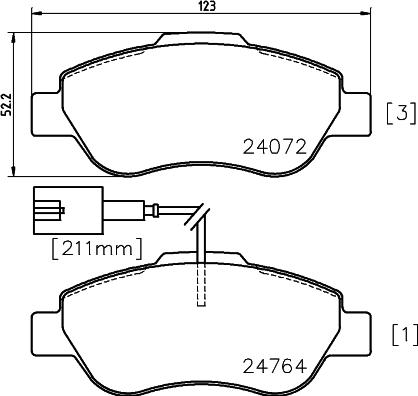 HELLA 8DB 355 014-471 - Kit de plaquettes de frein, frein à disque cwaw.fr