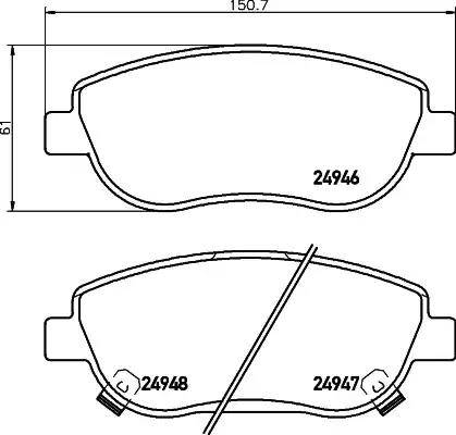 HELLA 8DB 355 014-871 - Kit de plaquettes de frein, frein à disque cwaw.fr