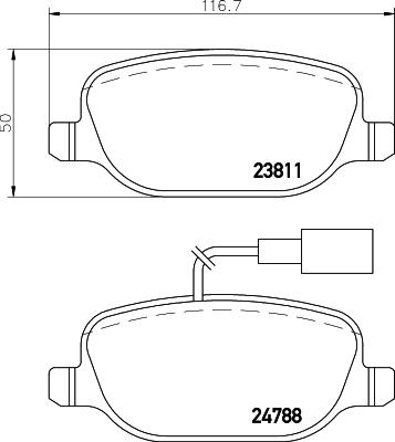 HELLA 8DB 355 015-571 - Kit de plaquettes de frein, frein à disque cwaw.fr