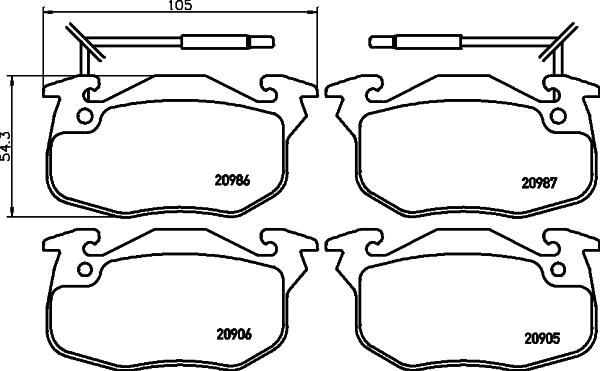 HELLA 8DB 355 018-961 - Kit de plaquettes de frein, frein à disque cwaw.fr