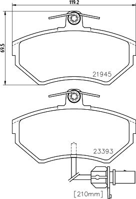 HELLA 8DB 355 018-451 - Kit de plaquettes de frein, frein à disque cwaw.fr