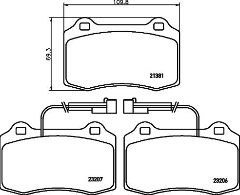 HELLA 8DB 355 018-421 - Kit de plaquettes de frein, frein à disque cwaw.fr