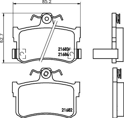 HELLA 8DB 355 018-611 - Kit de plaquettes de frein, frein à disque cwaw.fr