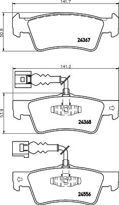 HELLA 8DB 355 012-441 - Kit de plaquettes de frein, frein à disque cwaw.fr