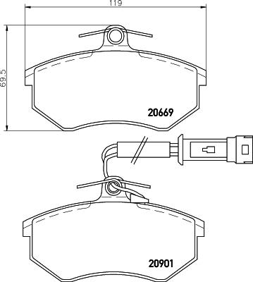 HELLA 8DB 355 017-651 - Kit de plaquettes de frein, frein à disque cwaw.fr