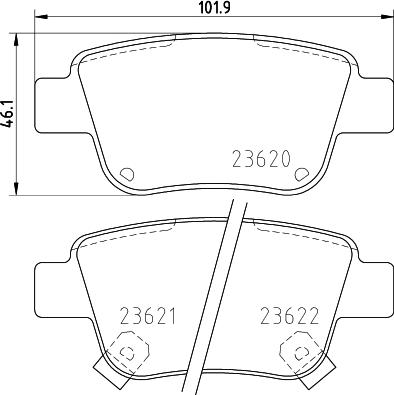 HELLA 8DB 355 017-331 - Kit de plaquettes de frein, frein à disque cwaw.fr