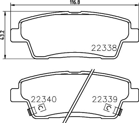 HELLA 8DB 355 037-561 - Kit de plaquettes de frein, frein à disque cwaw.fr