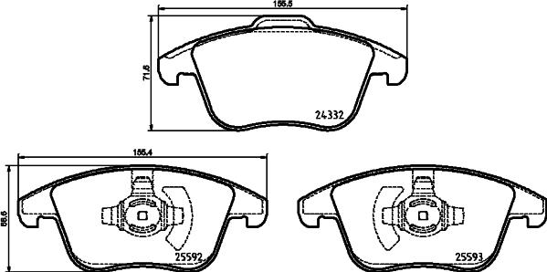 HELLA 8DB 355 037-781 - Kit de plaquettes de frein, frein à disque cwaw.fr