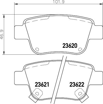 HELLA 8DB 355 029-621 - Kit de plaquettes de frein, frein à disque cwaw.fr