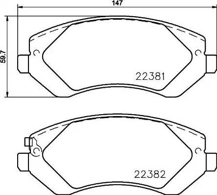 HELLA 8DB 355 024-881 - Kit de plaquettes de frein, frein à disque cwaw.fr