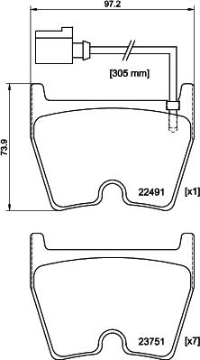 HELLA 8DB 355 025-171 - Kit de plaquettes de frein, frein à disque cwaw.fr