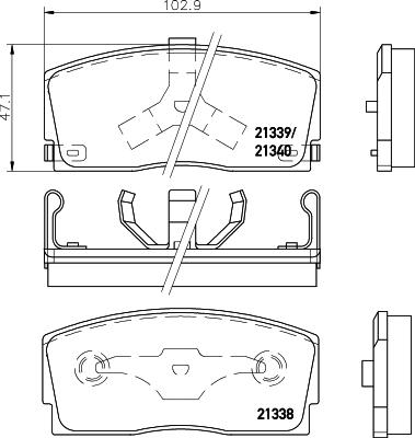 HELLA 8DB 355 026-911 - Kit de plaquettes de frein, frein à disque cwaw.fr