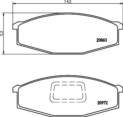 HELLA 8DB 355 026-811 - Kit de plaquettes de frein, frein à disque cwaw.fr