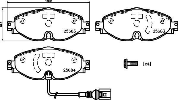 HELLA 8DB 355 020-191 - Kit de plaquettes de frein, frein à disque cwaw.fr