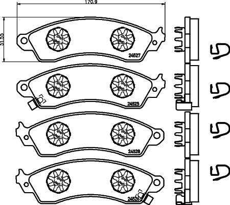 HELLA 8DB 355 021-031 - Kit de plaquettes de frein, frein à disque cwaw.fr