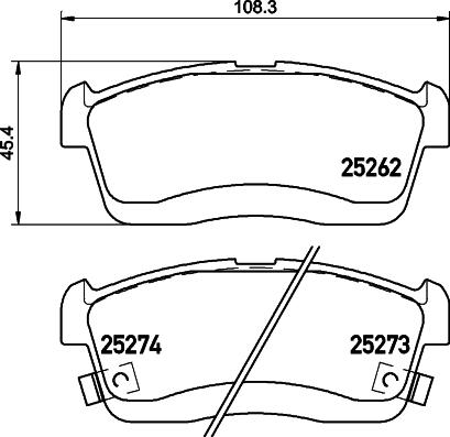 HELLA 8DB 355 028-861 - Kit de plaquettes de frein, frein à disque cwaw.fr