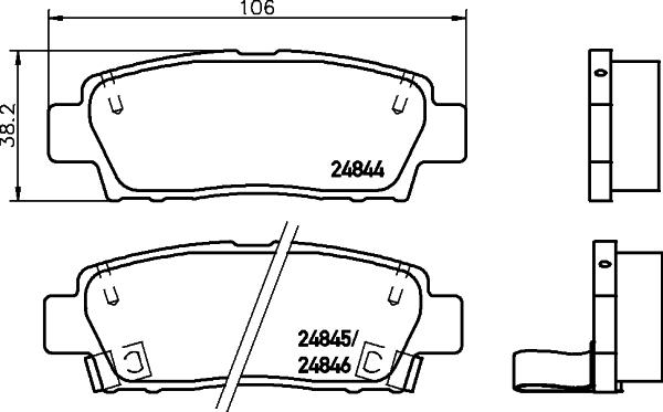 HELLA 8DB 355 028-751 - Kit de plaquettes de frein, frein à disque cwaw.fr