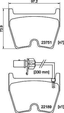 HELLA 8DB 355 023-081 - Kit de plaquettes de frein, frein à disque cwaw.fr