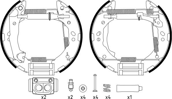 HELLA 8DB 355 022-631 - Jeu de mâchoires de frein cwaw.fr