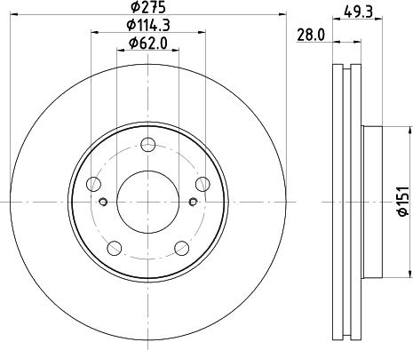 HELLA 8DD 355 104-931 - Disque de frein cwaw.fr