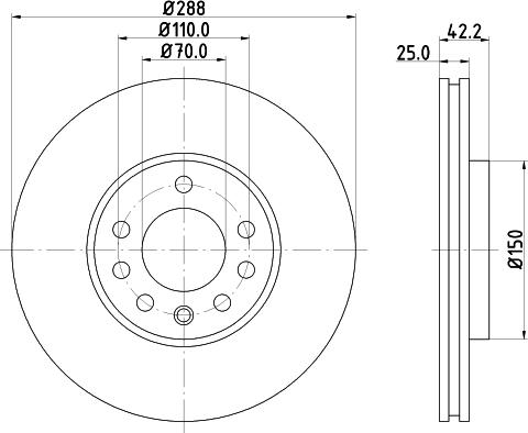 HELLA 8DD 355 104-681 - Disque de frein cwaw.fr