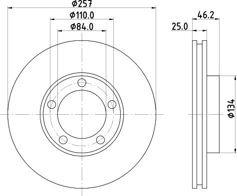 HELLA 8DD 355 134-041 - Disque de frein cwaw.fr