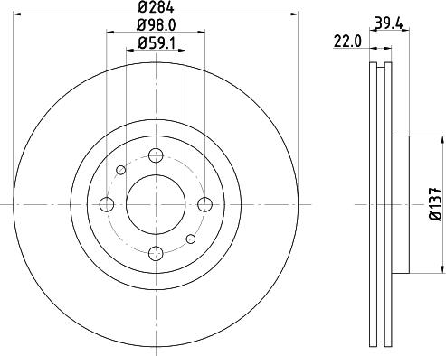 HELLA 8DD 355 102-531 - Disque de frein cwaw.fr